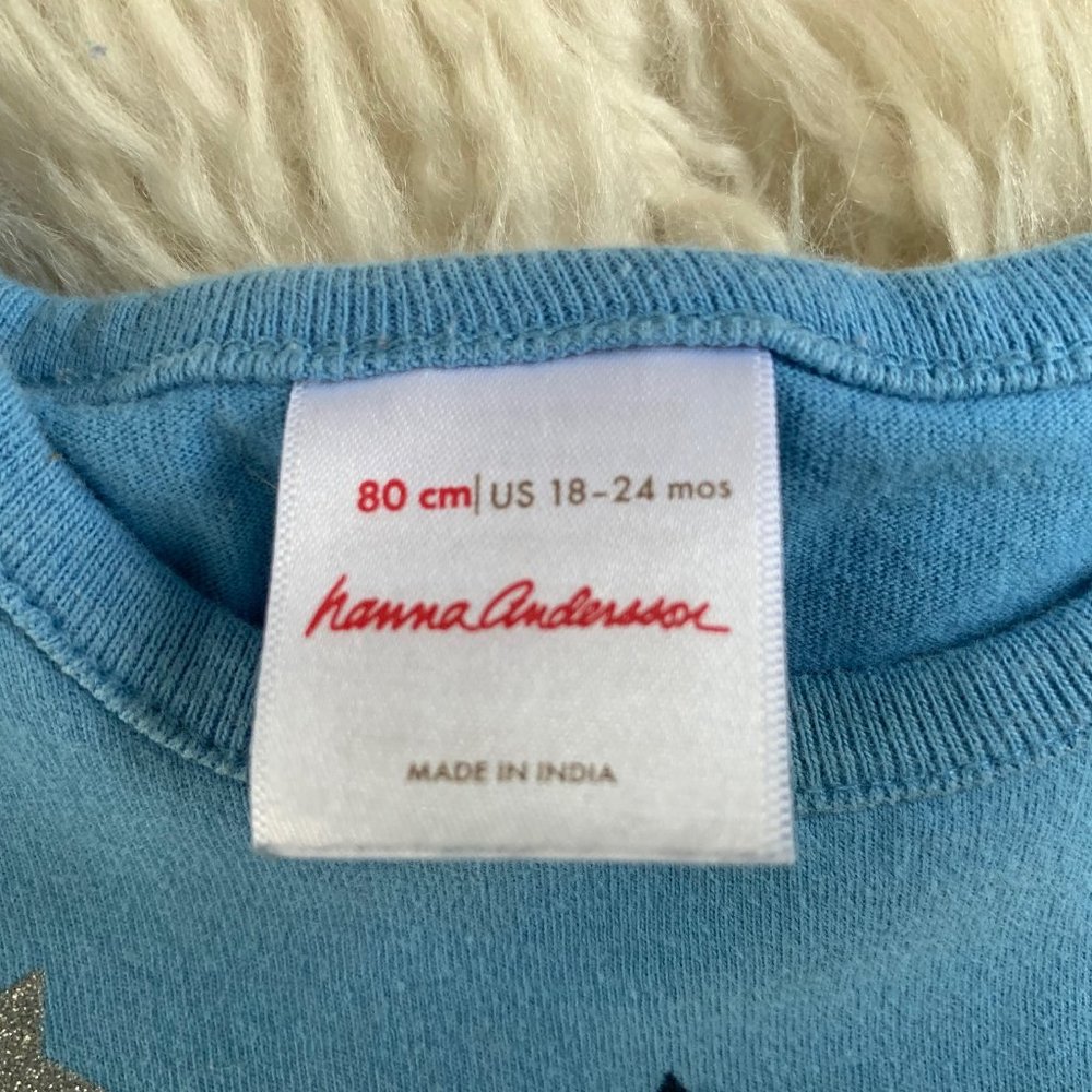 Lot of 2 Hanna Andersson's Girls long sleeve ruffle shoulder tops Blue 18-24m 2T - Picture 4 of 7